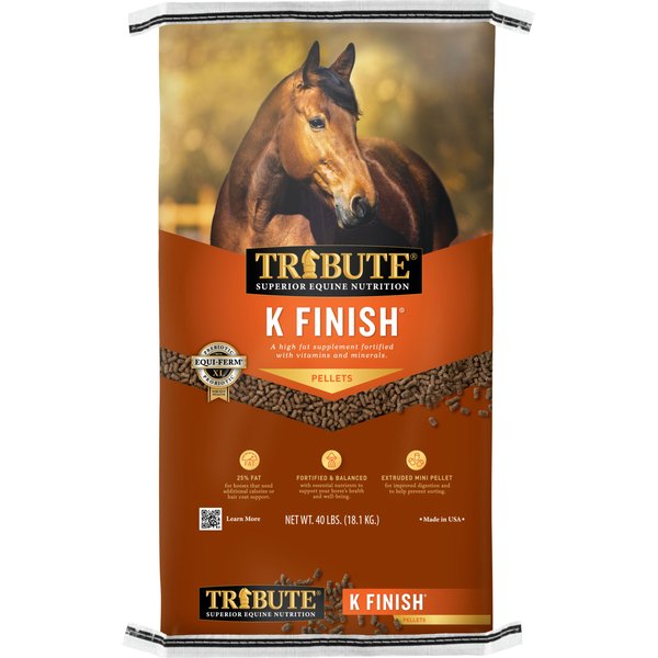 TRIBUTE EQUINE NUTRITION K Finish High Fat Horse Feed, 40-lb bag ...