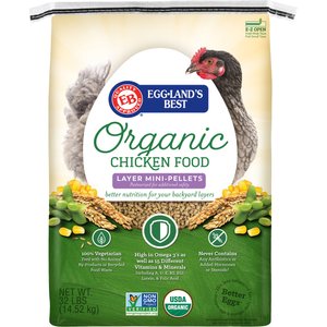 Eggland's Best 17% Protein Organic Layer Mini-Pellets Chicken Feed, 32-lb bag