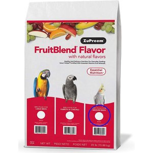 ZuPreem FruitBlend with Natural Fruit Flavors Daily Medium Bird Food, 35-lb bag