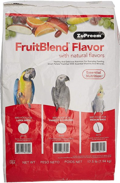 ZuPreem FruitBlend with Natural Fruit Flavors Daily Medium Bird Food, 17.5-lb bag slide 1 of 6