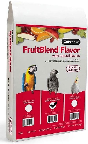 ZuPreem FruitBlend Flavor with Natural Flavors Daily Parrot & Conure Bird Food, 17.5-lb bag slide 1 of 6