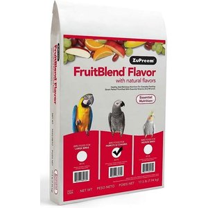 ZuPreem FruitBlend Flavor with Natural Flavors Daily Parrot & Conure Bird Food, 17.5-lb bag