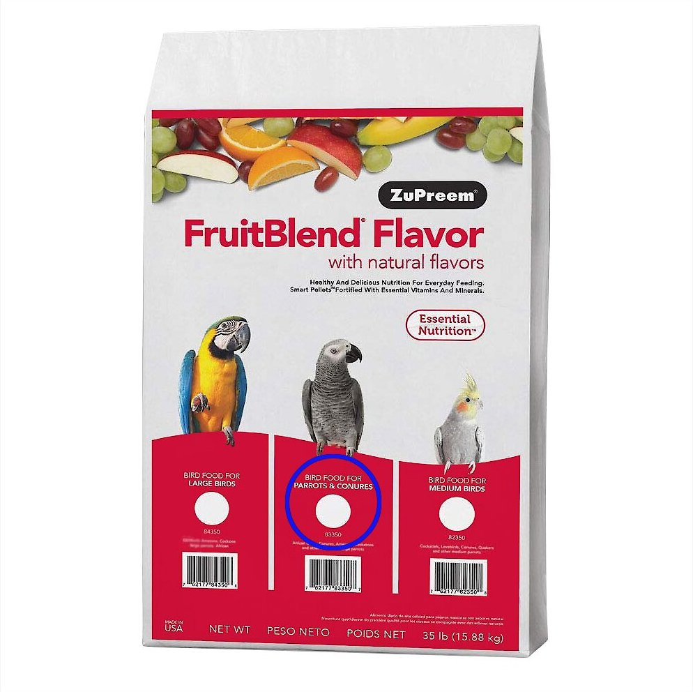 ZuPreem FruitBlend Flavor with Natural Flavors Daily Parrot & Conure Bird Food, 35-lb bag slide 1 of 7