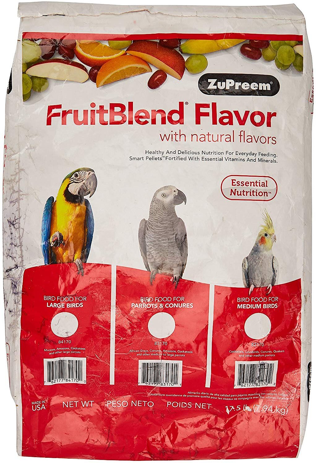 Zupreem FruitBlend Large Macaw cockatoo Bird food Pellet diet Parrot Food 2lb 