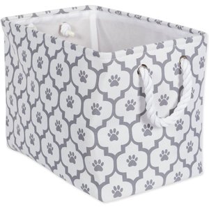 Frisco Rectangle Collapsible Pet Toy Storage Bin, Navy Herringbone