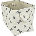 Bone Dry Paw & Bone Print Rectangle Dog Storage Bin, Grey