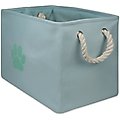 Bone Dry Paw Print Rectangle Dog Storage Bin, Aqua, Medium