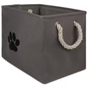 Bone Dry Paw Print Rectangle Dog Storage Bin, Grey, Medium