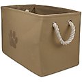 Bone Dry Paw Print Rectangle Dog Storage Bin, Taupe, Medium