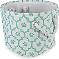 Bone Dry Paw Lattice Print Round Dog Storage Bin, Aqua, Small