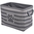 Bone Dry Striped Rectangle Dog Storage Bin, Grey, Large