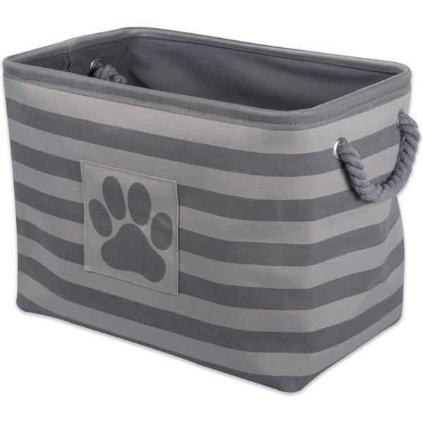 BONE DRY Striped Rectangle Dog Storage Bin, Grey, Large