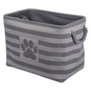 Bone Dry Striped Rectangle Dog Storage Bin, Grey, Large