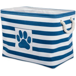 Bone Dry Striped Rectangle Dog Storage Bin, Navy, Small