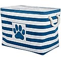 Bone Dry Striped Rectangle Dog Storage Bin, Navy, Large