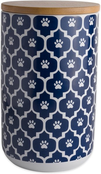 Bone Dry Paw Lattice Print Ceramic Dog & Cat Treat Canister, Nautical Blue slide 1 of 5