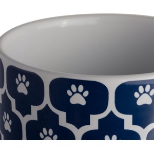 Bone Dry Paw Lattice Print Ceramic Dog & Cat Treat Canister, Nautical Blue