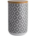 Bone Dry Paw Lattice Print Ceramic Dog & Cat Treat Canister, Grey