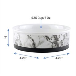 Bone Dry Non-Skid White Marble Ceramic Dog & Cat Bowl Set, 0.75-cup, 2 count slide 2 of 8