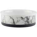 Bone Dry Non-Skid White Marble Ceramic Dog & Cat Bowl Set, 1.5-cup, 2 count