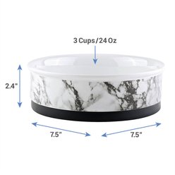 Bone Dry Non-Skid White Marble Ceramic Dog & Cat Bowl Set, 3-cup, 2 count slide 2 of 9