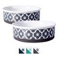 Bone Dry Paw Lattice Print Non-Skid Ceramic Dog & Cat Bowl Set, 3-cup, 2 count