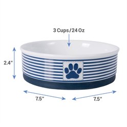Bone Dry Striped Non-Skid Ceramic Dog & Cat Bowl Set, 3-cup, 2 count slide 2 of 7