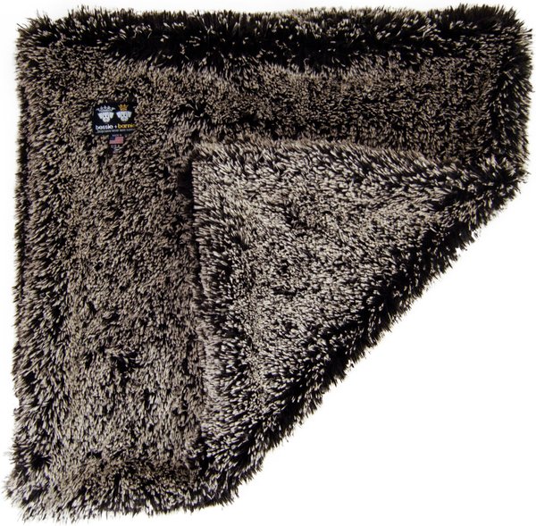 Bessie + Barnie Shag Ultra Plush Faux Fur Reversible Dog & Cat Blanket, Frosted Willow, Small slide 1 of 3