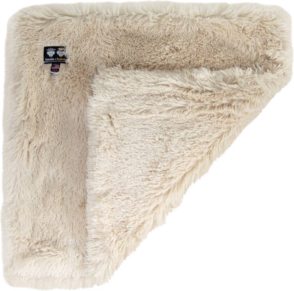 Bessie + Barnie Shag Ultra Plush Faux Fur Reversible Dog & Cat Blanket, Blondie, Medium slide 1 of 3