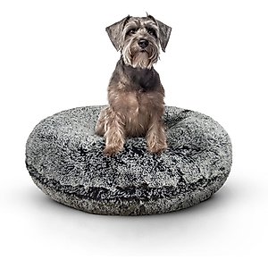 Bessie + Barnie Bagel Bolster Dog Bed with Removable Cover, Mightnight Frost, Small