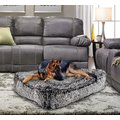 Bessie + Barnie Sicilian Rectangle Pillow Dog Bed with Removable Cover, Midnight Frost, Small