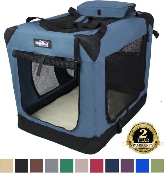EliteField 3-Door Collapsible Soft-Sided Dog Crate, Blue Gray, 30 inch slide 1 of 8