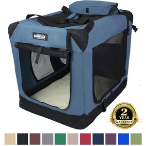 EliteField 3-Door Collapsible Soft-Sided Dog Crate, Blue Gray, 36 inch