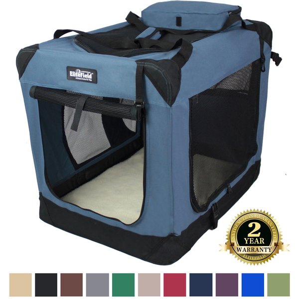 ELITEFIELD 3Door Collapsible SoftSided Dog Crate, Blue Gray, 42 inch