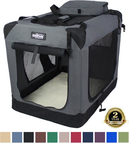 EliteField 3-Door Collapsible Soft-Sided Dog Crate, Gray, 24 inch slide 1 of 8