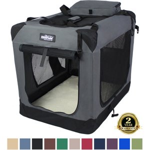 EliteField 3-Door Collapsible Soft-Sided Dog Crate, Gray, 30 inch