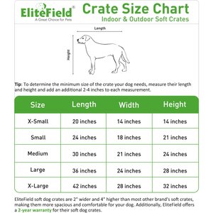 EliteField 3-Door Collapsible Soft-Sided Dog Crate, Gray, 36 inch
