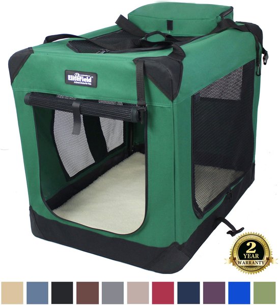 EliteField 3-Door Collapsible Soft-Sided Dog Crate, Green, 24 inch slide 1 of 8