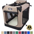 EliteField 3-Door Collapsible Soft-Sided Dog Crate, Khaki, 30 inch