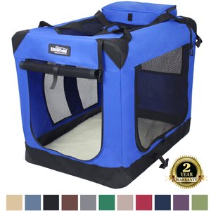 EliteField 3-Door Collapsible Soft-Sided Dog Crate, Royal Blue, 30 inch