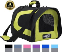 EliteField Deluxe Soft Airline-Approved Dog & Cat Carrier Bag, Black/Lemon Green, 20-in