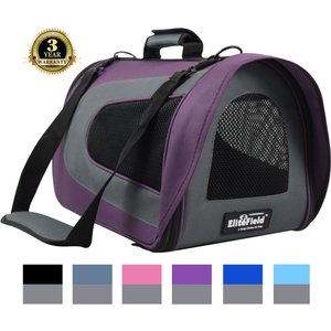 EliteField Deluxe Soft Airline-Approved Dog & Cat Carrier Bag, Purple/Gray, 18-in