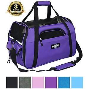 EliteField Soft-Sided Airline-Approved Dog & Cat Carrier Bag, Purple, 17-in