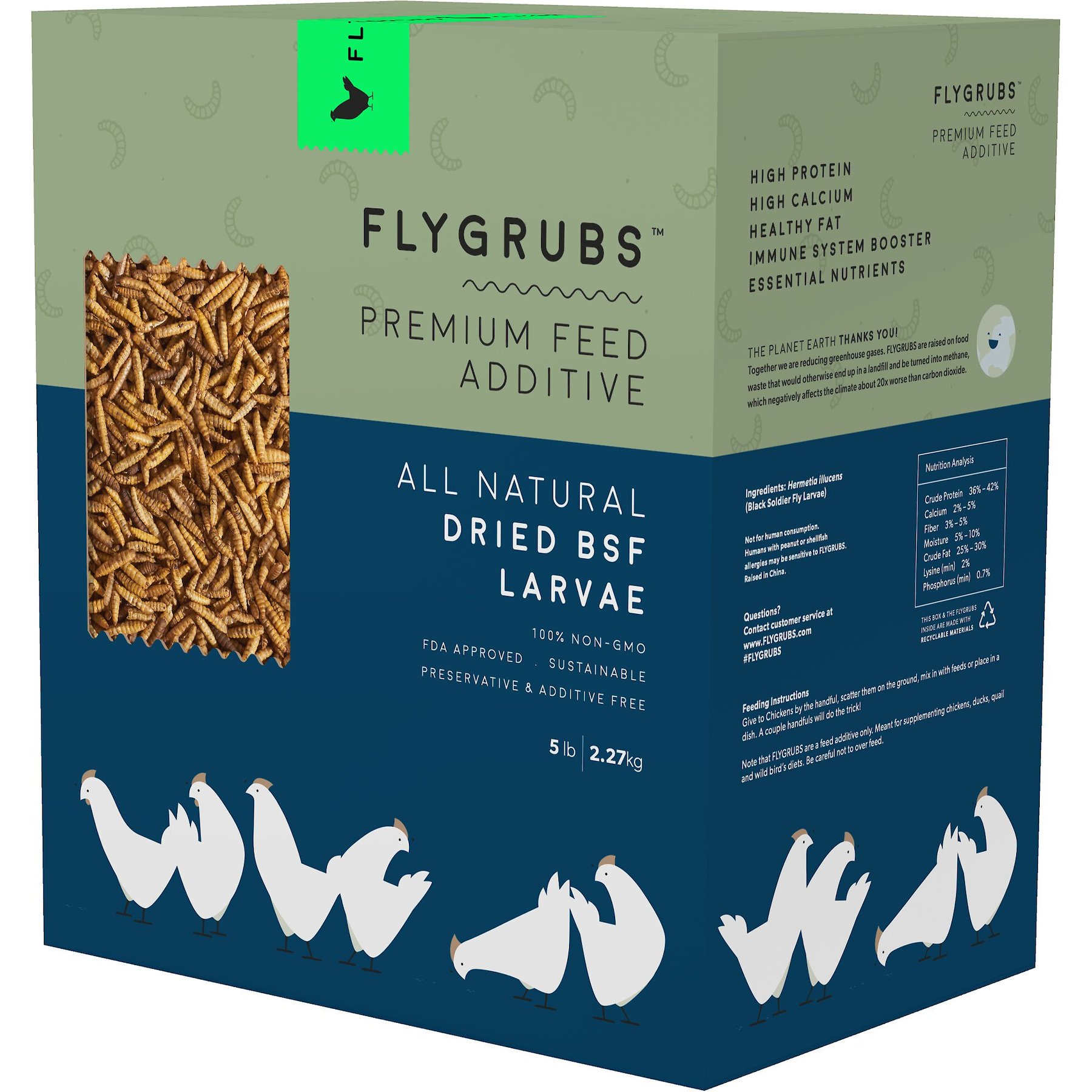 FLYGRUBS Black Soldier Fly Larvae Chicken Treat, 5-lb box - Chewy.com