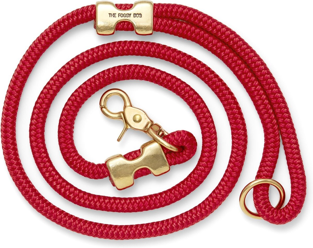 THE FOGGY DOG Ruby Marine Rope Dog Leash, 6ft long, 3/8in wide