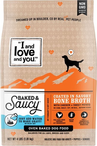 I and Love and You Baked and Saucy Chicken and Sweet Potato Dog Food, 4-lb bag slide 1 of 6