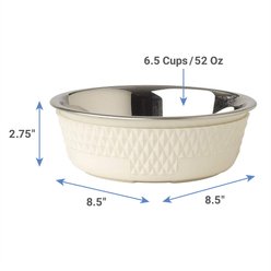 PetRageous Designs Kona Non-Skid Stainless Steel Dog Bowl, Antique White, 1.75-cup slide 2 of 2
