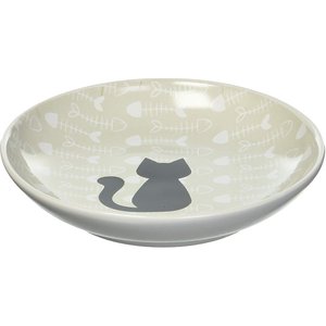 PetRageous Designs Fishbone Kitty Ceramic Cat Dish, 0.31-cup
