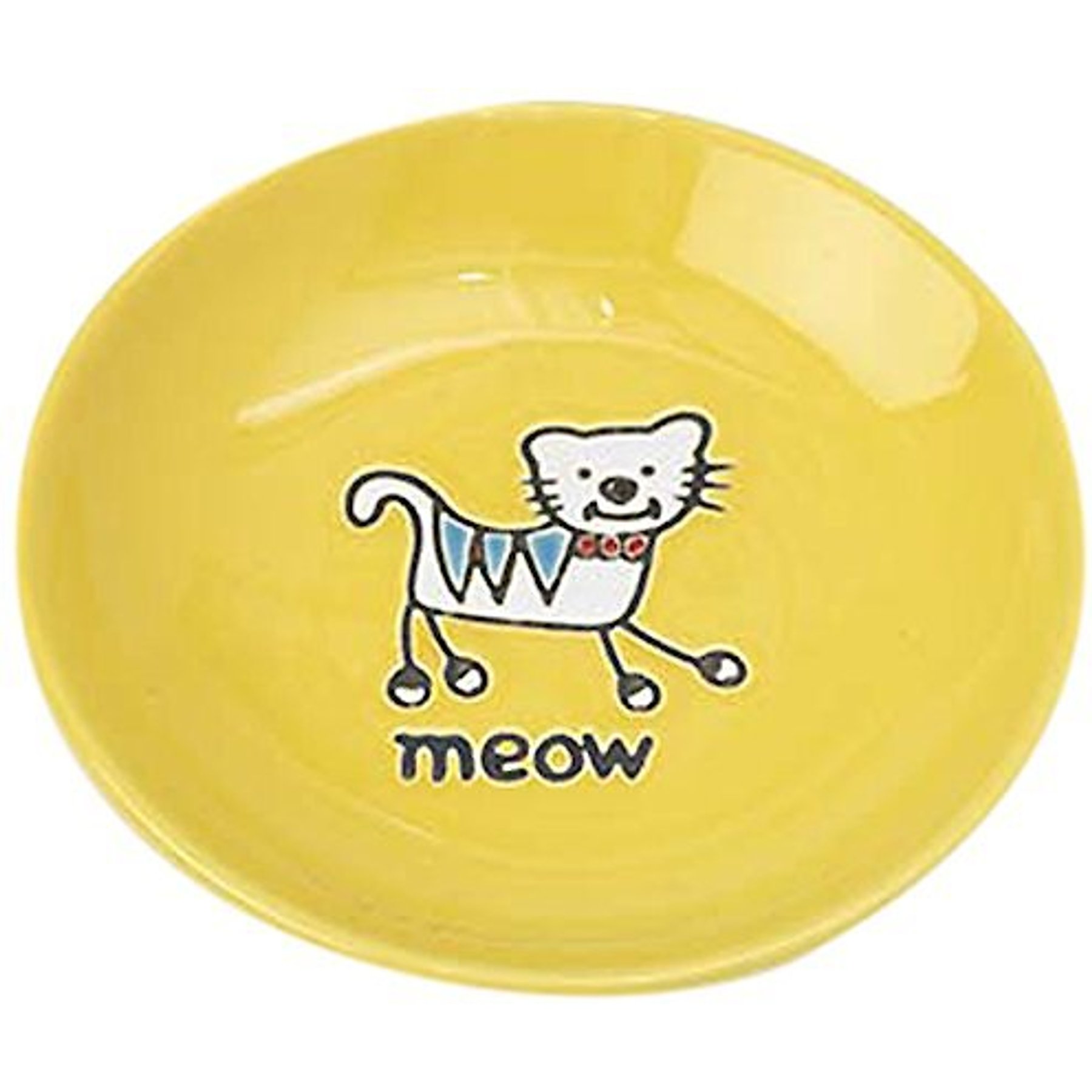 PetRageous Designs Silly Kitty Cat Dish, Yellow