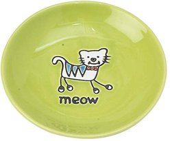 PetRageous Designs Silly Kitty Cat Dish, Lime Green